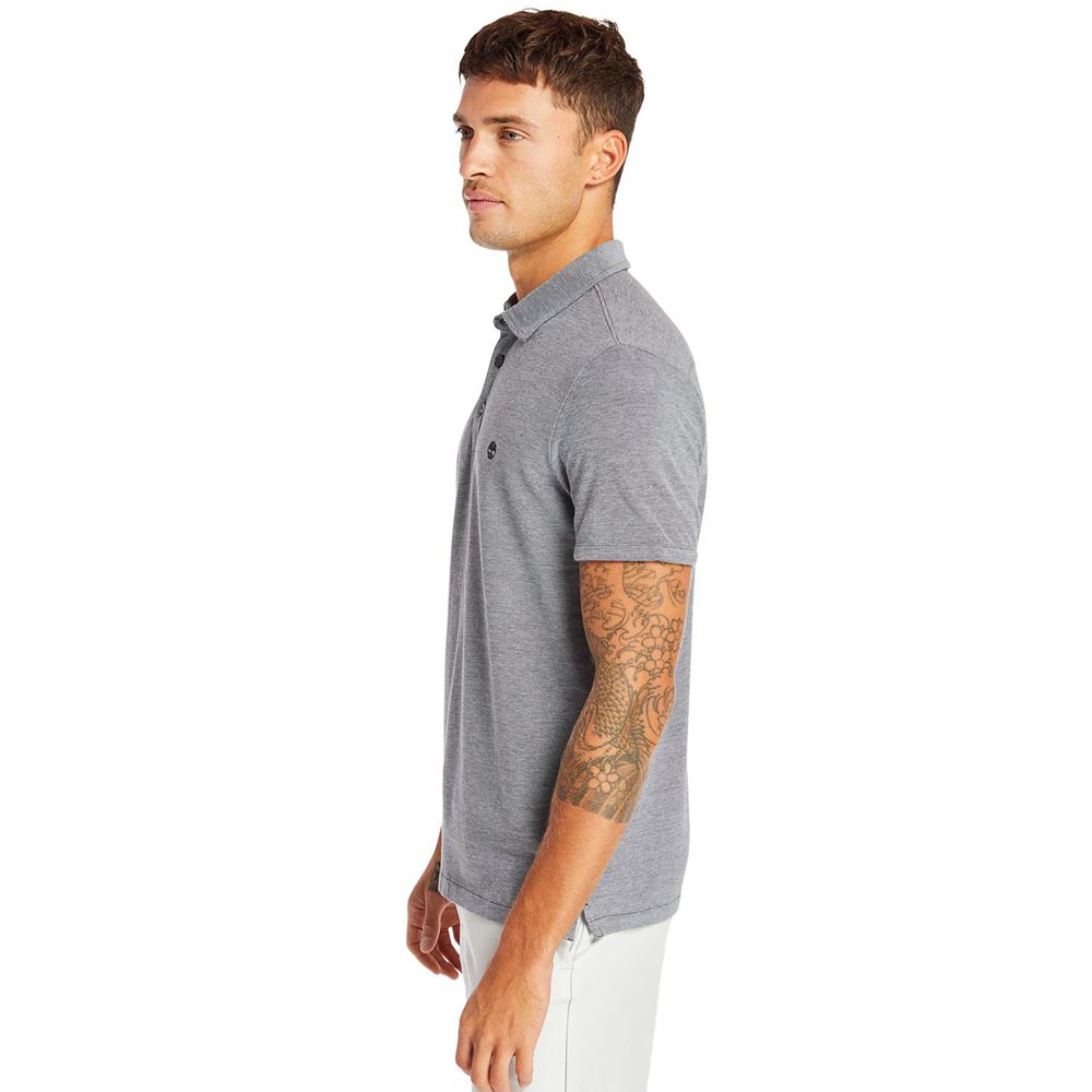 Polo Masculino - Timberland Baboosic Brook Slim Fit Shirt - VYDUE2631 - Cinzentas